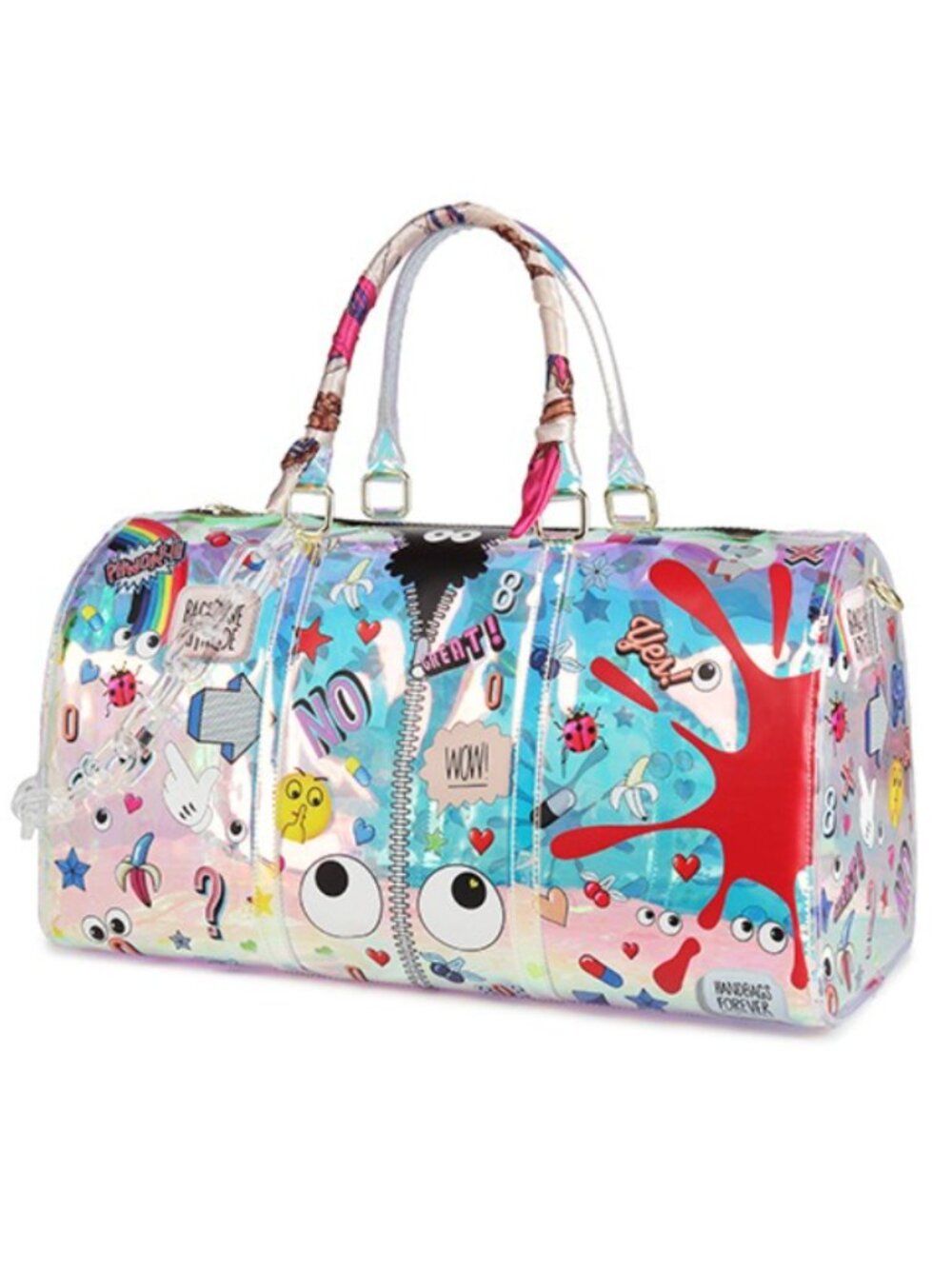 Eye Themed Duffle | Iridescent Graffiti Print Duffle Bag | Statement Travel Bag